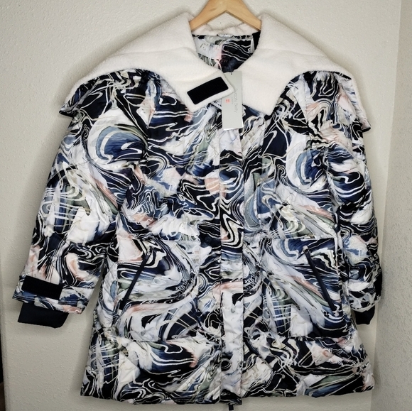 Sweaty Betty Matterhorn Parka Blue Glacier Print Women's size XL - Picture 2 of 12